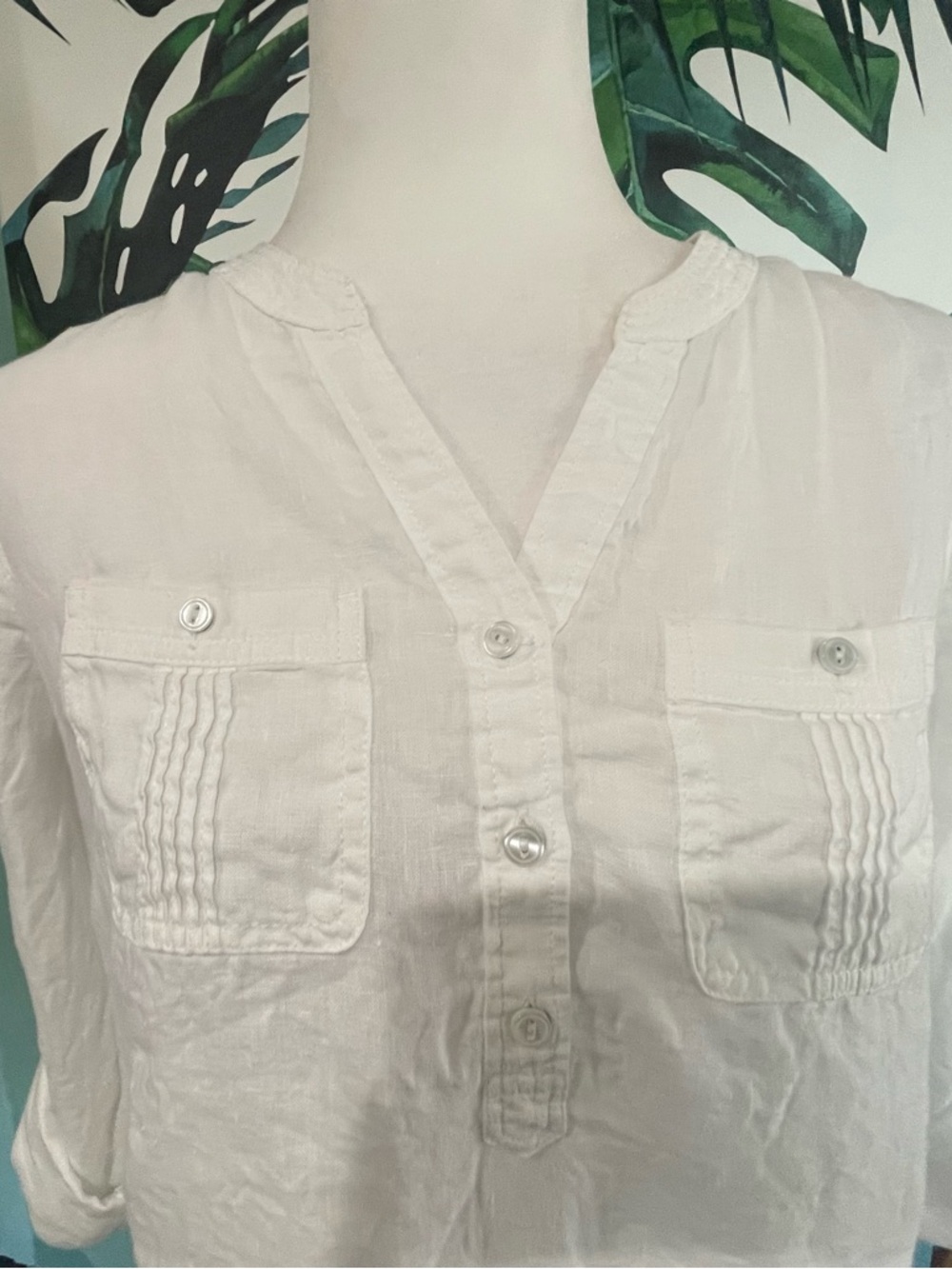 Talbots White Linen “Camp Shirt” - Picture 2 of 10